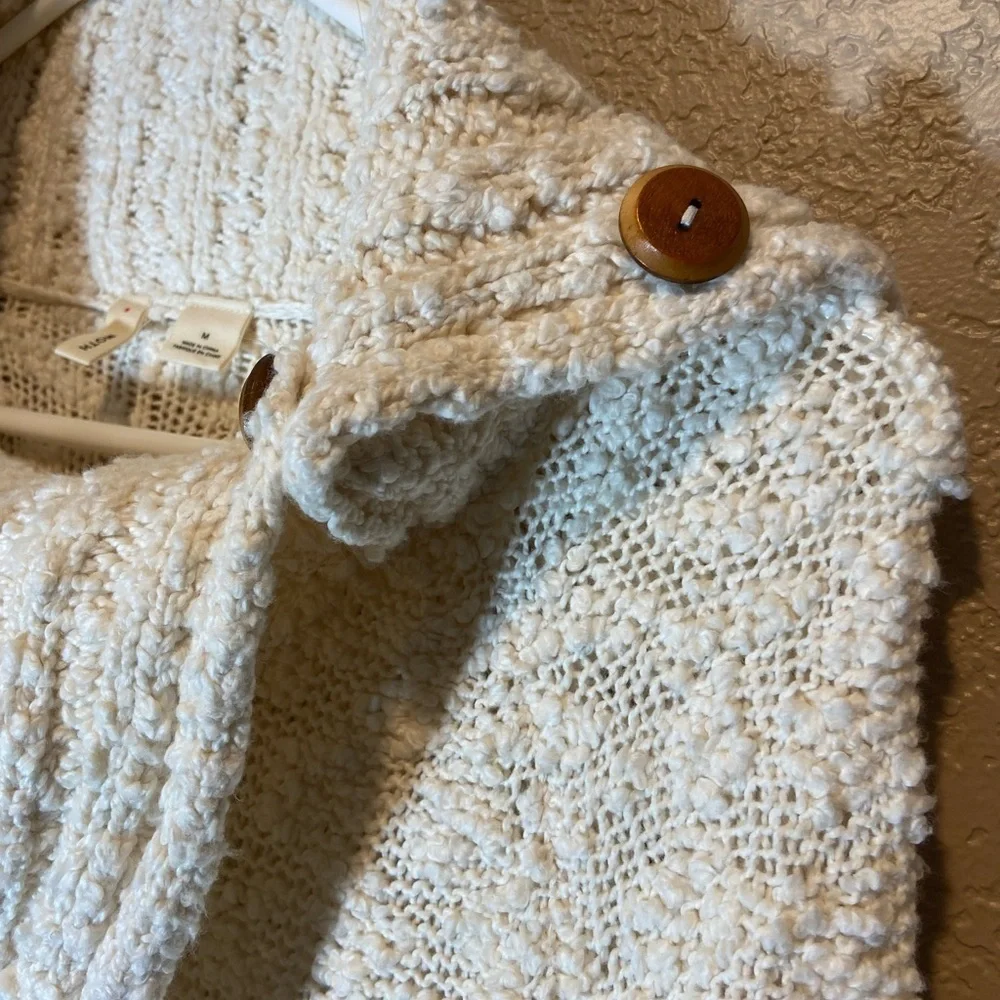Moth Anthropology Ivory Cowl Neck Chunky Knit Oversized Sweater